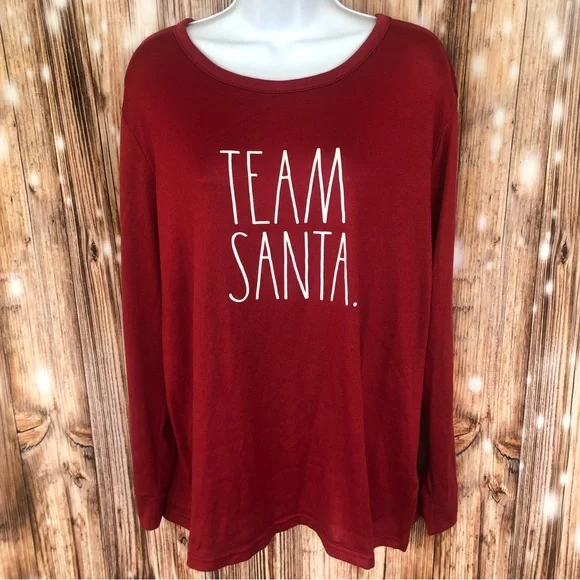 Rae Dunn Team Santa Long Sleeve Sleep Shirt Size XL - Picture 1 of 6